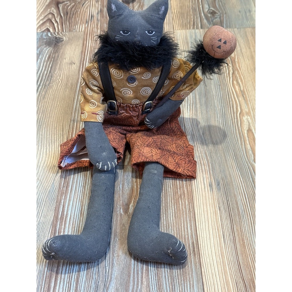 Vintage Primitive Black Hat Halloween Decoration 19.5"